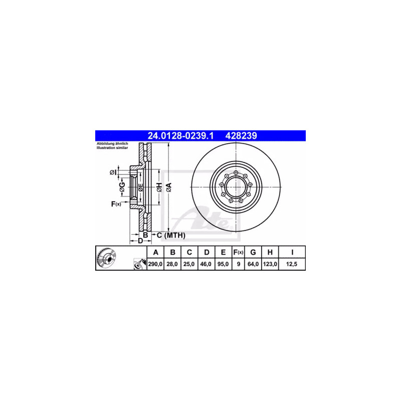 Stabdžių diskas  ATE 24.0128-0239.1