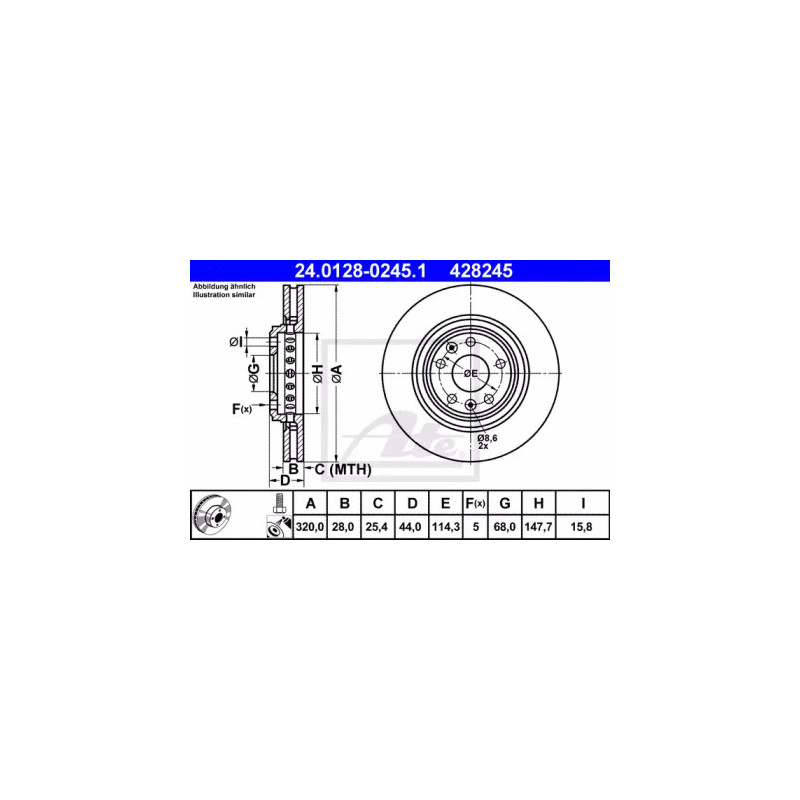 Stabdžių diskas  ATE 24.0128-0245.1
