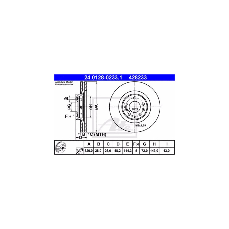 Stabdžių diskas  ATE 24.0128-0233.1