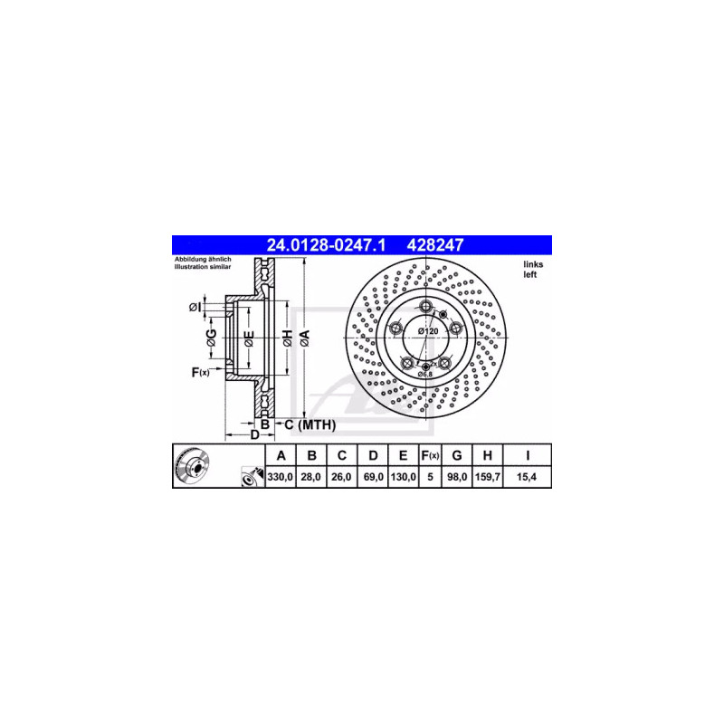 Stabdžių diskas  ATE 24.0128-0247.1