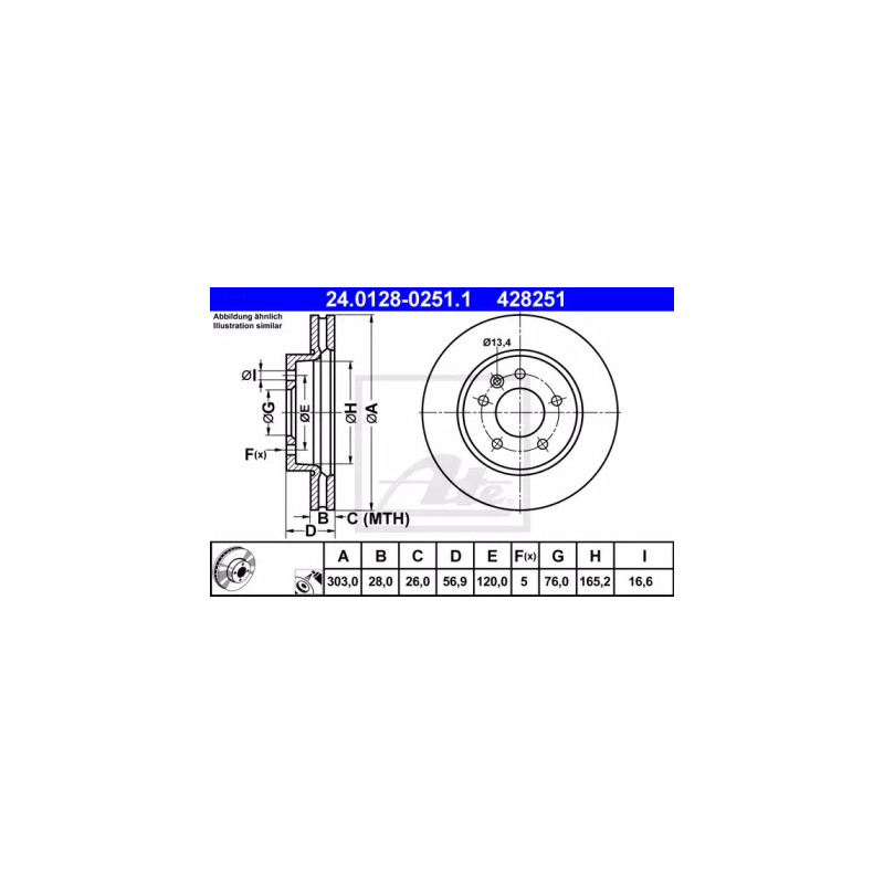 Stabdžių diskas  ATE 24.0128-0251.1