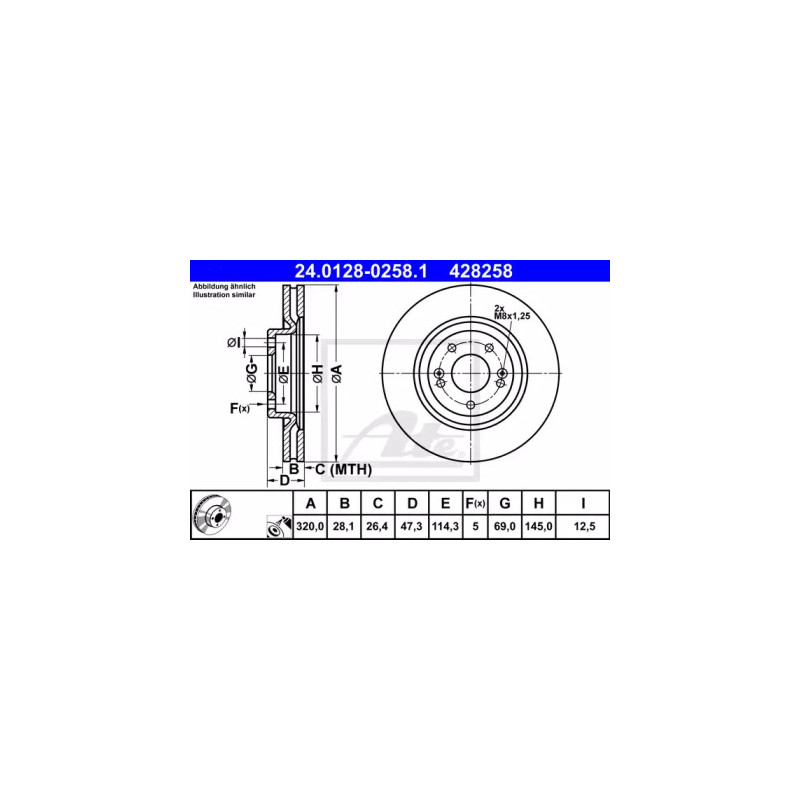 Stabdžių diskas  ATE 24.0128-0258.1