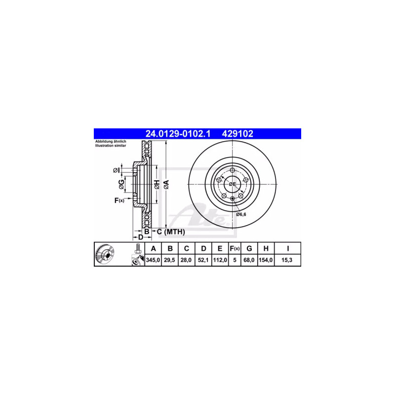 Stabdžių diskas  ATE 24.0129-0102.1