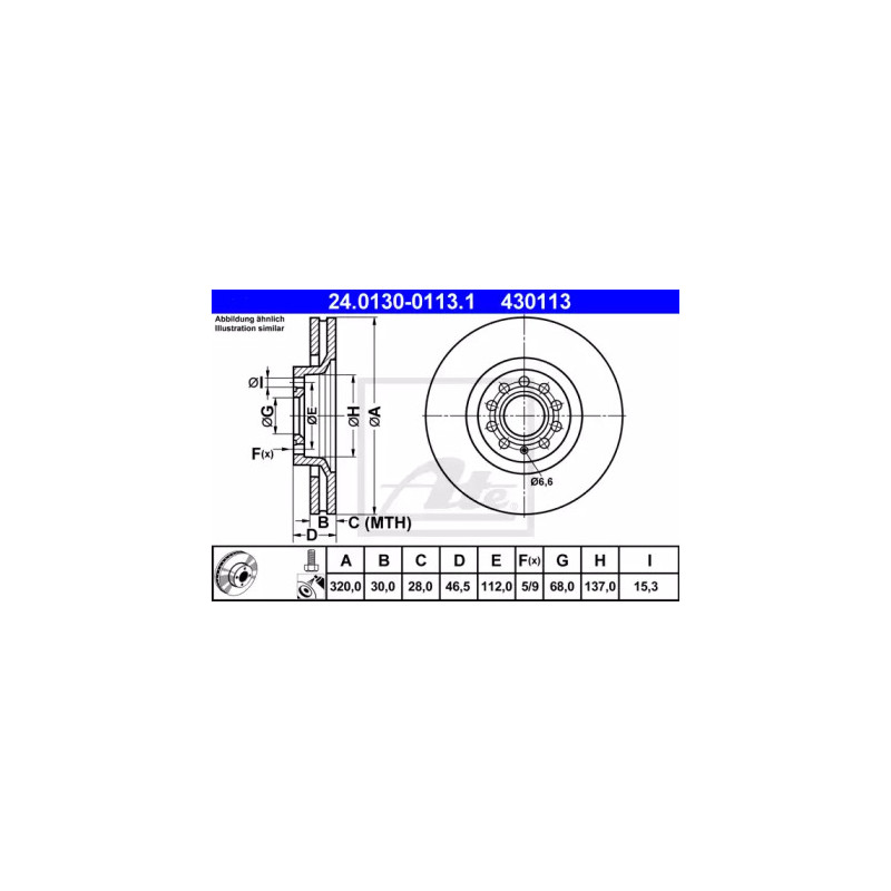 Stabdžių diskas  ATE 24.0130-0113.1