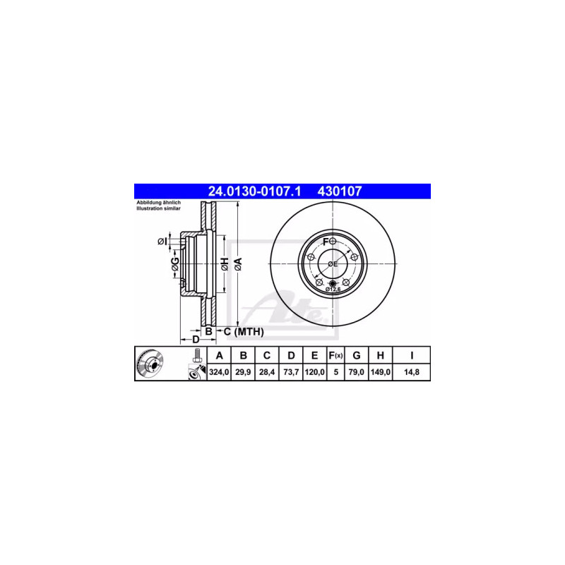 Stabdžių diskas  ATE 24.0130-0107.1