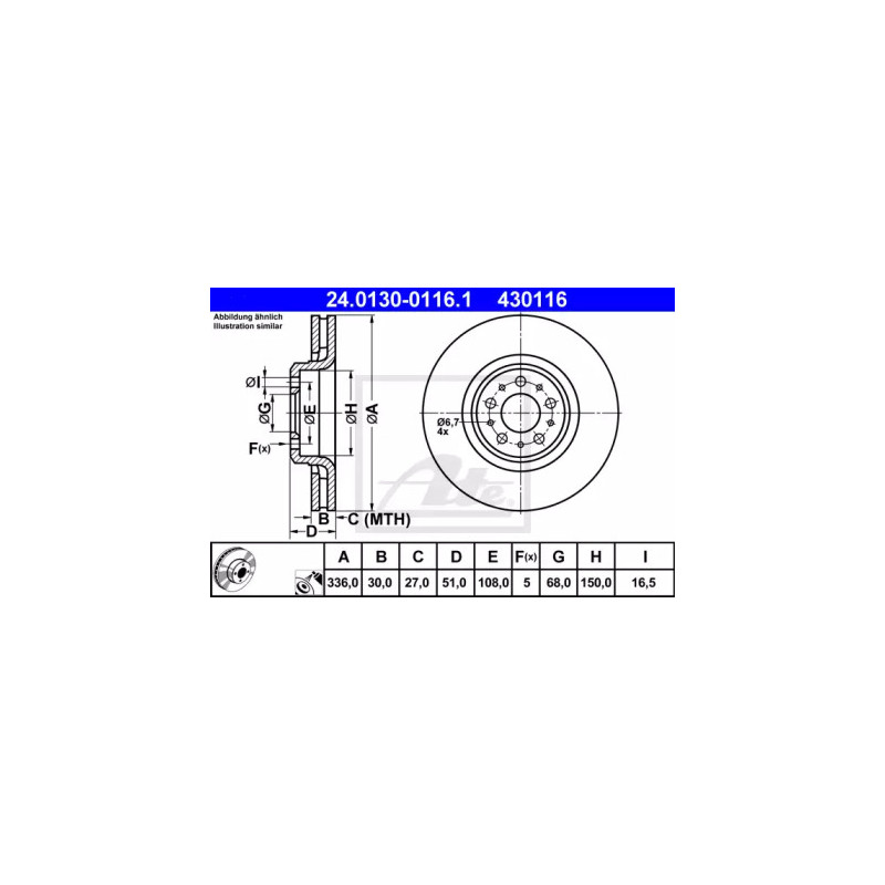 Stabdžių diskas  ATE 24.0130-0116.1