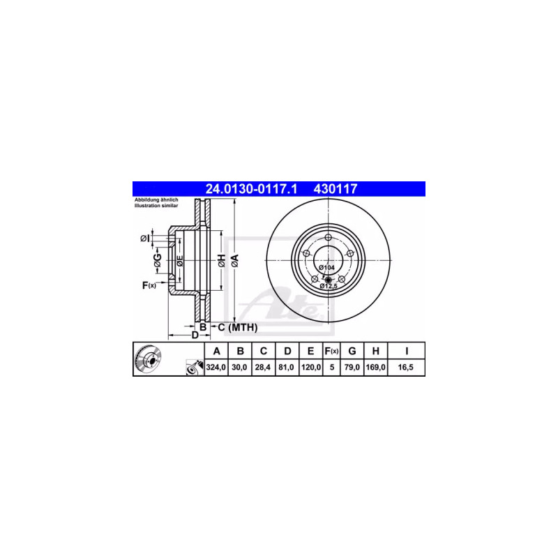 Stabdžių diskas  ATE 24.0130-0117.1
