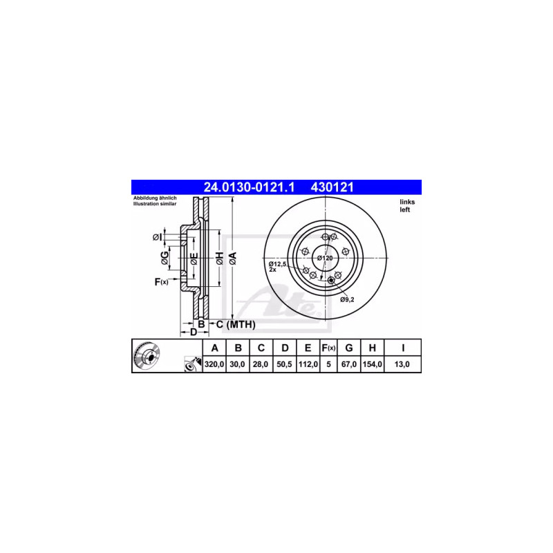 Stabdžių diskas  ATE 24.0130-0121.1
