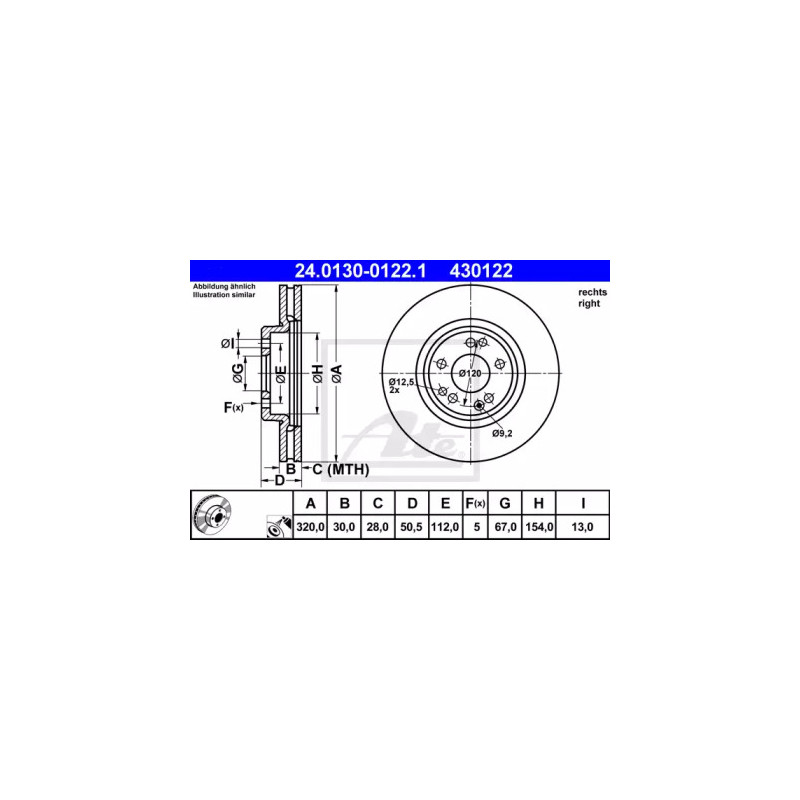 Stabdžių diskas  ATE 24.0130-0122.1