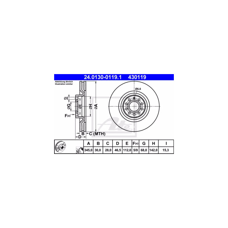 Stabdžių diskas  ATE 24.0130-0119.1