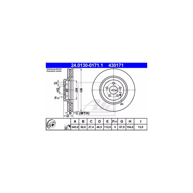 Stabdžių diskas  ATE 24.0130-0171.1