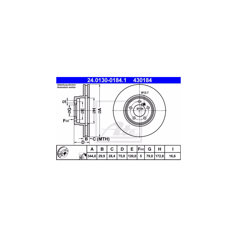 Stabdžių diskas  ATE 24.0130-0184.1