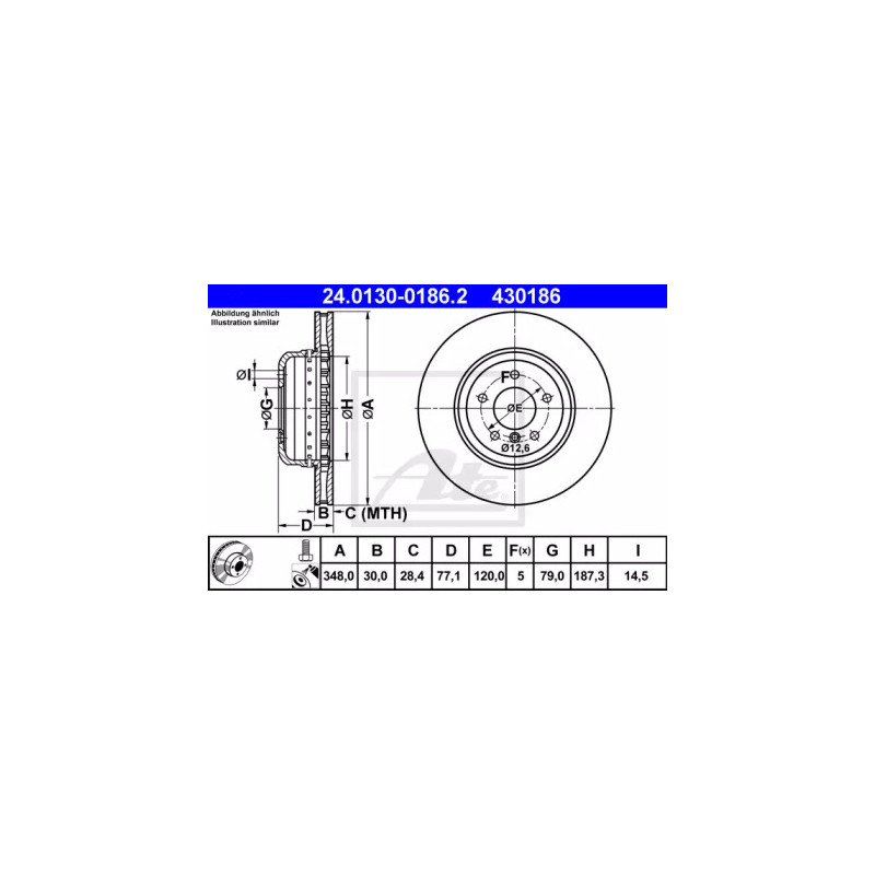 Stabdžių diskas  ATE 24.0130-0186.2