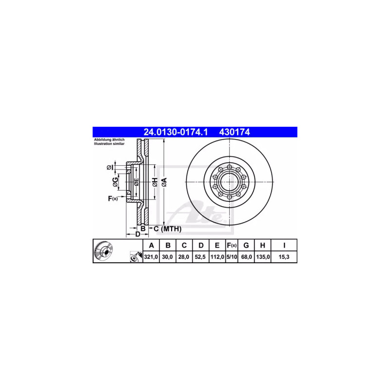 Stabdžių diskas  ATE 24.0130-0174.1