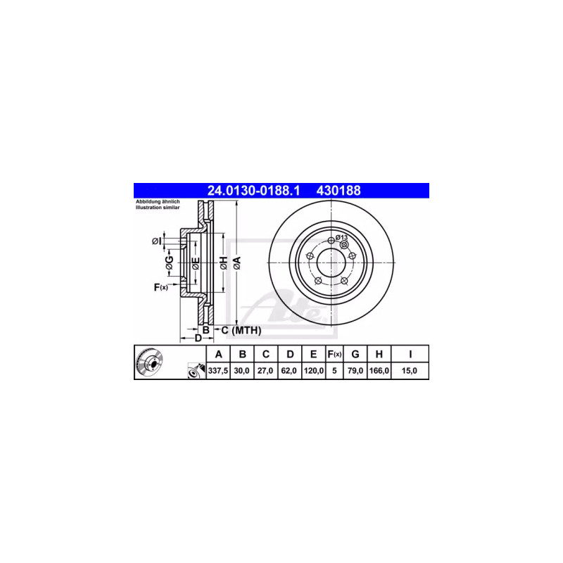 Stabdžių diskas  ATE 24.0130-0188.1