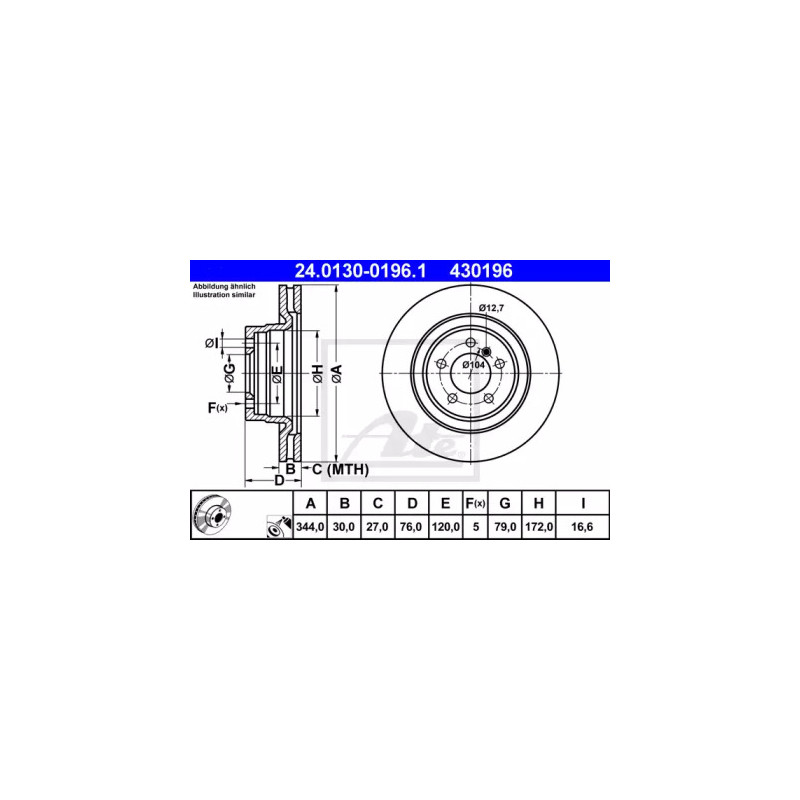Stabdžių diskas  ATE 24.0130-0196.1