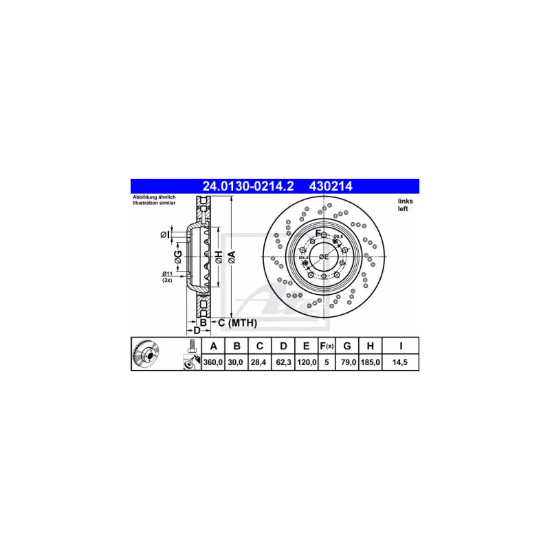 Stabdžių diskas  ATE 24.0130-0214.2