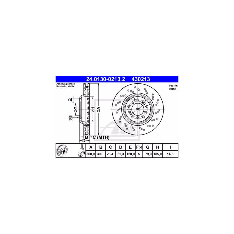 Stabdžių diskas  ATE 24.0130-0213.2
