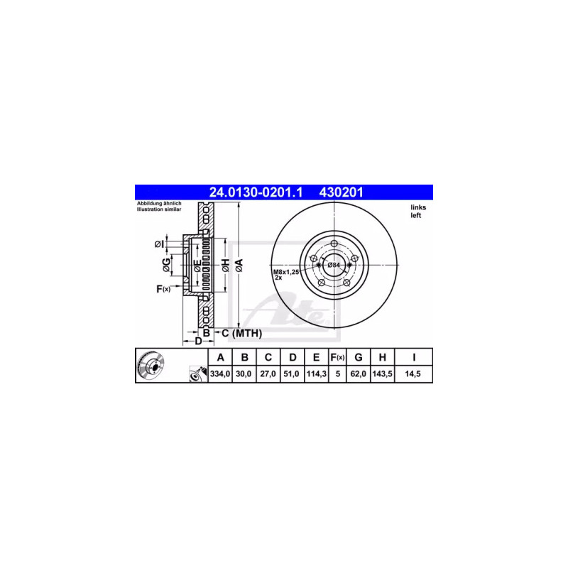 Stabdžių diskas  ATE 24.0130-0201.1