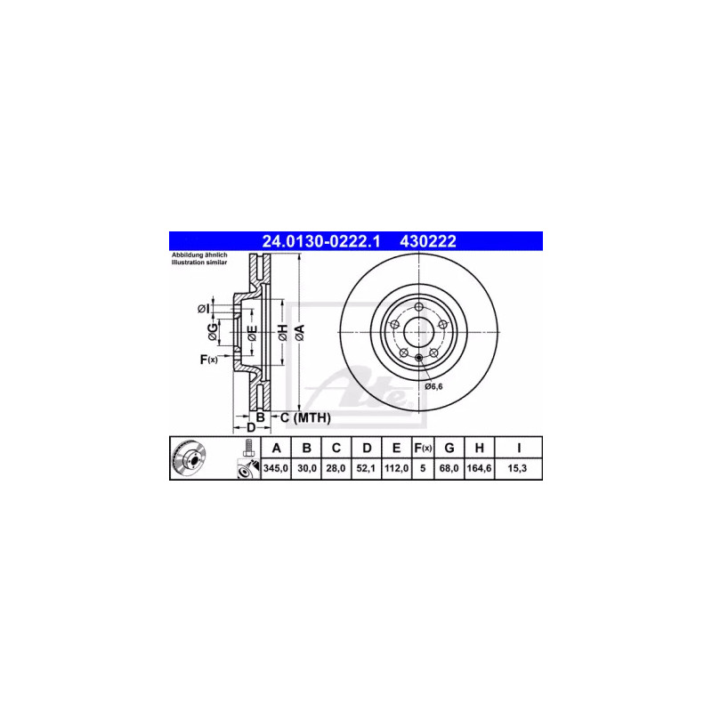 Stabdžių diskas  ATE 24.0130-0222.1