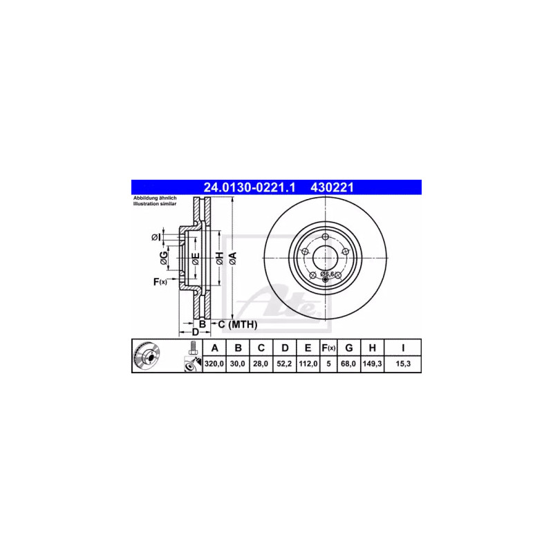 Stabdžių diskas  ATE 24.0130-0221.1