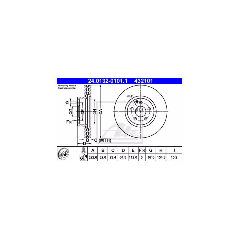 Stabdžių diskas  ATE 24.0132-0101.1