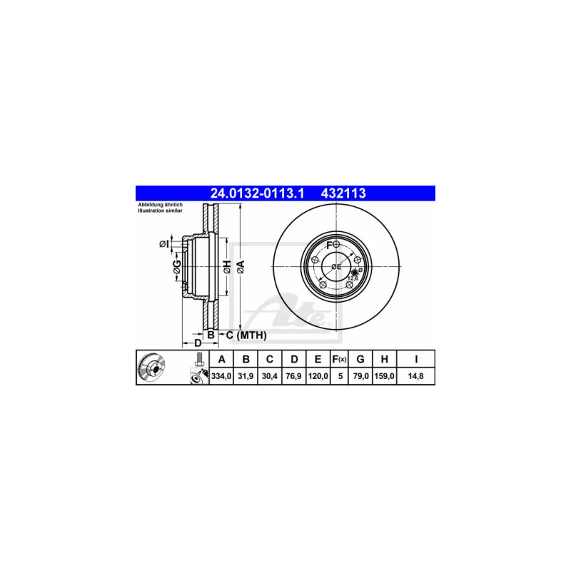 Stabdžių diskas  ATE 24.0132-0113.1