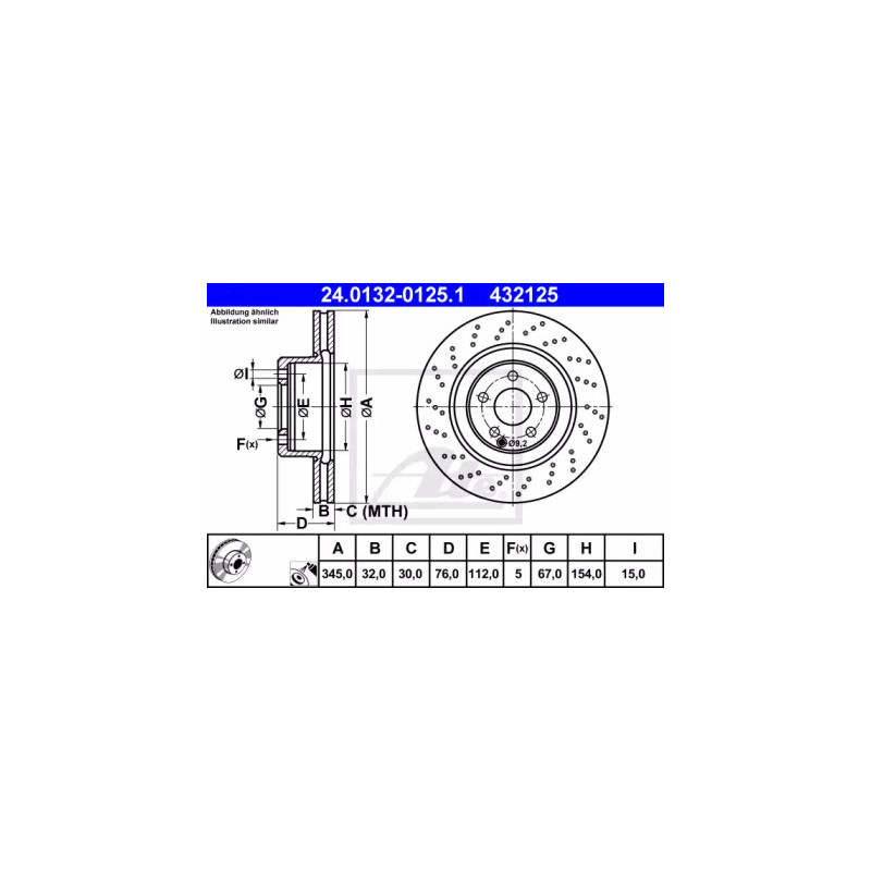 Stabdžių diskas  ATE 24.0132-0125.1