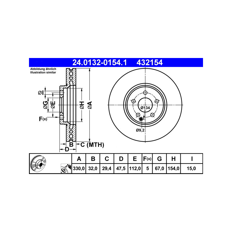 Stabdžių diskas  ATE 24.0132-0154.1