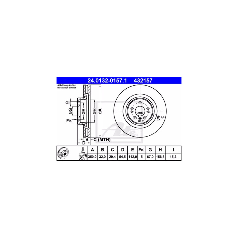 Stabdžių diskas  ATE 24.0132-0157.1