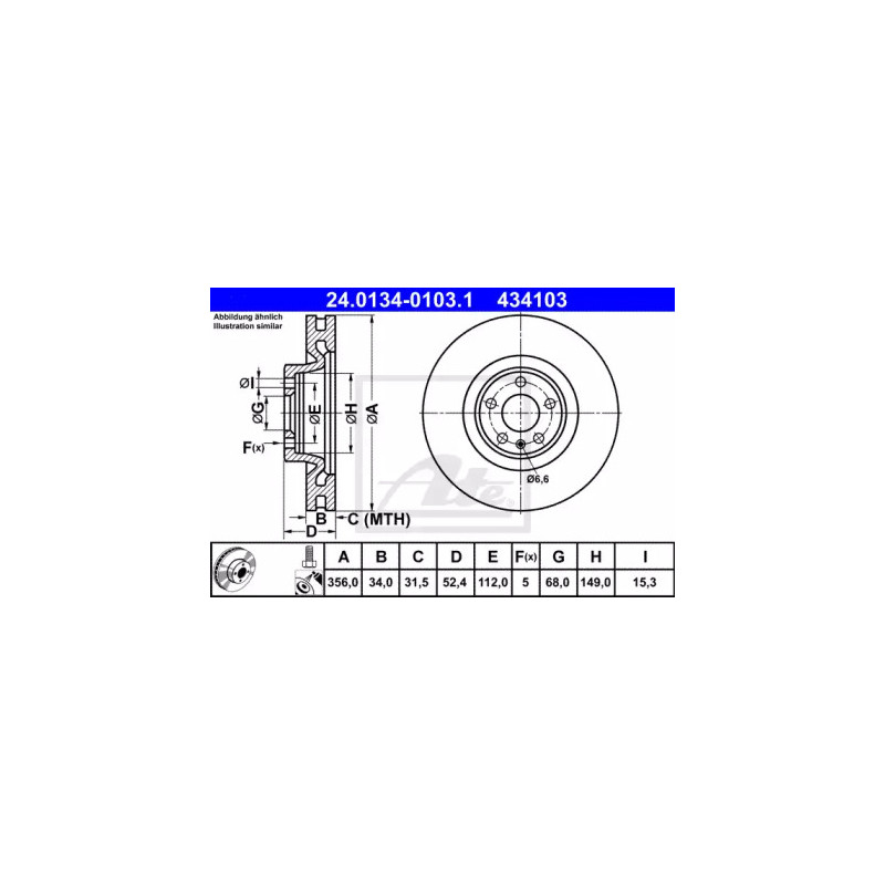 Stabdžių diskas  ATE 24.0134-0103.1