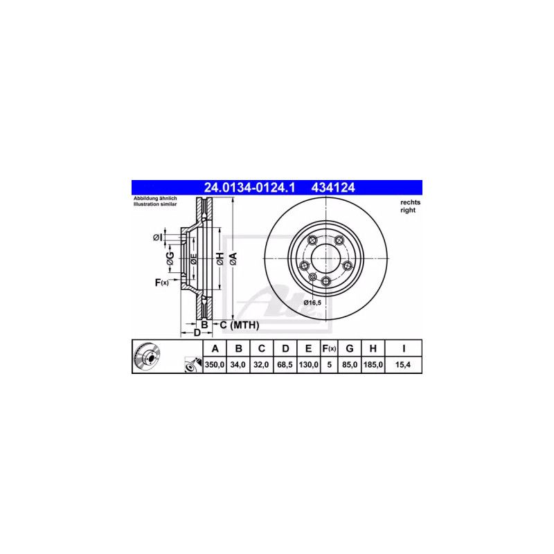 Stabdžių diskas  ATE 24.0134-0124.1