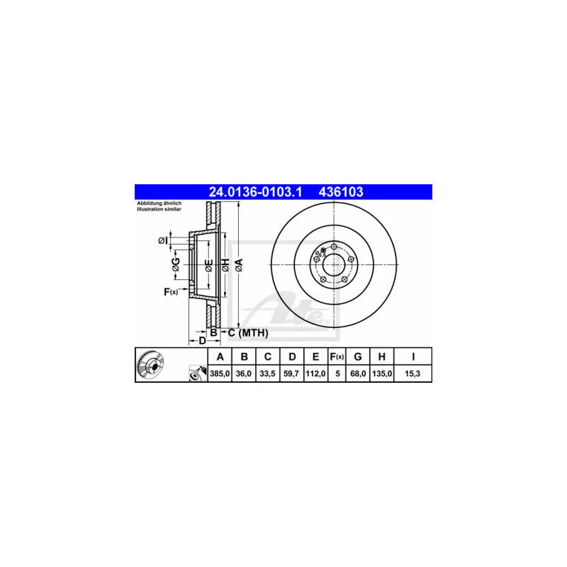 Stabdžių diskas  ATE 24.0136-0103.1