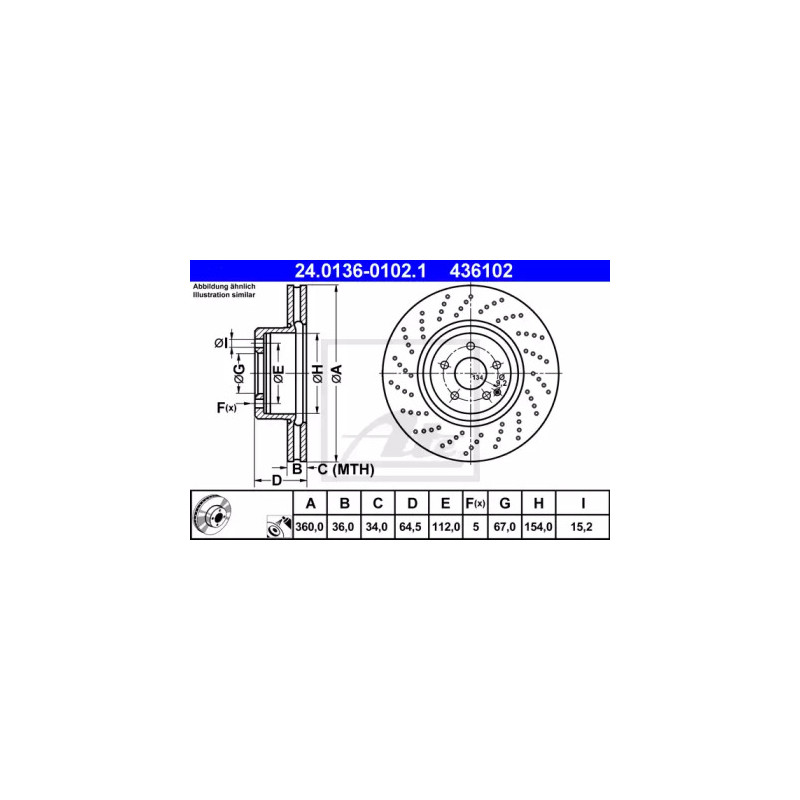 Stabdžių diskas  ATE 24.0136-0102.1