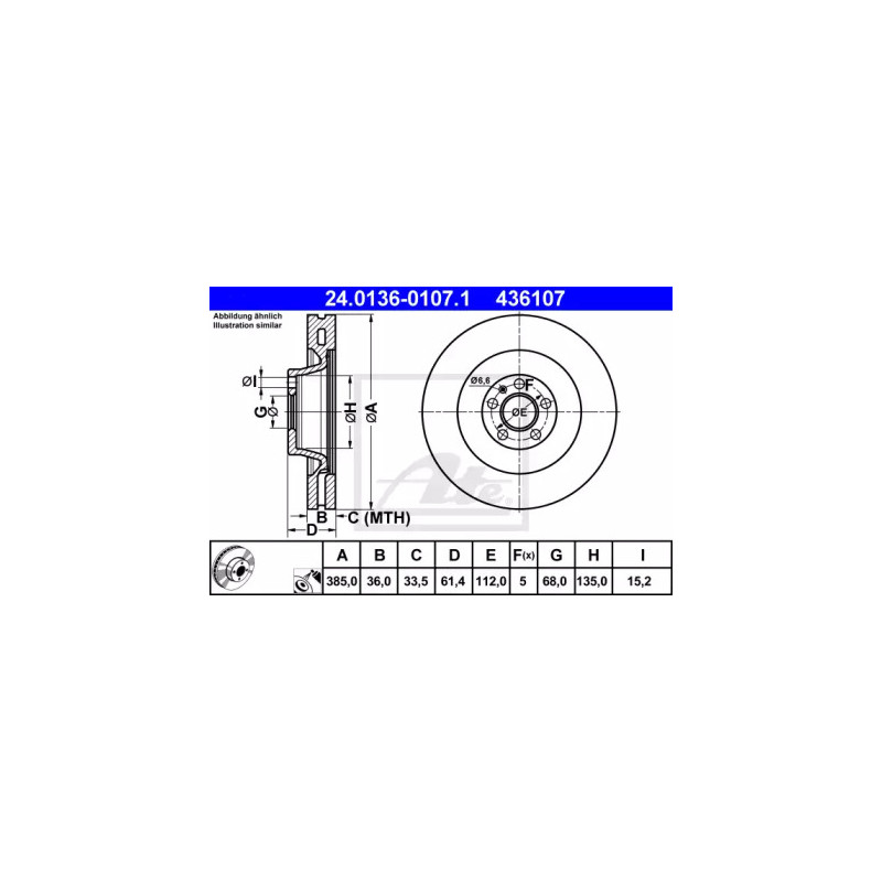 Stabdžių diskas  ATE 24.0136-0107.1