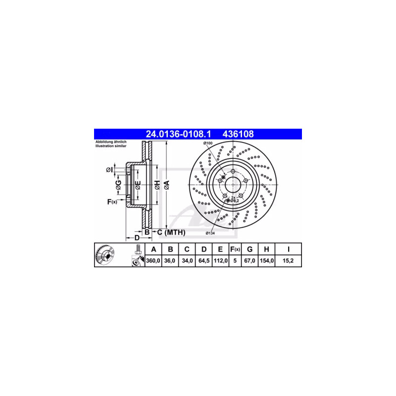 Stabdžių diskas  ATE 24.0136-0108.1