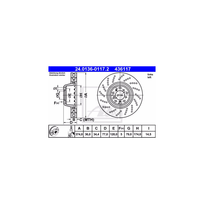Stabdžių diskas  ATE 24.0136-0117.2