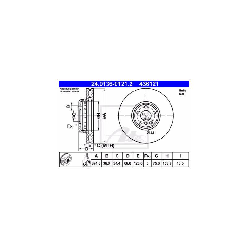 Stabdžių diskas  ATE 24.0136-0121.2