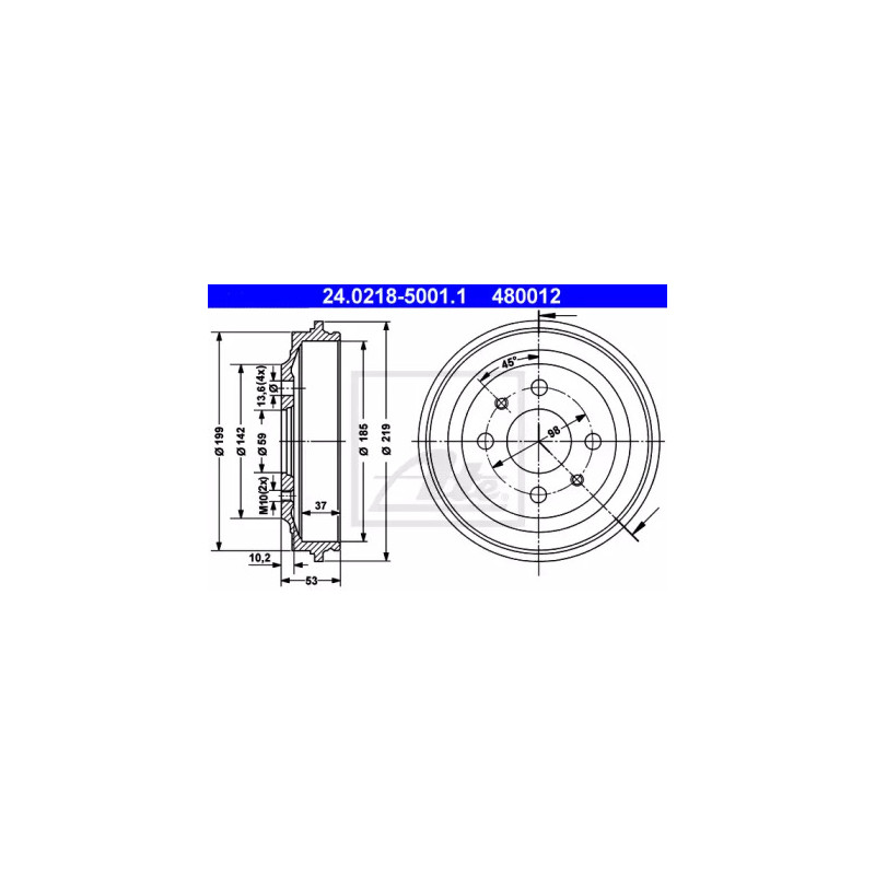 Stabdžių būgnas  ATE 24.0218-5001.1