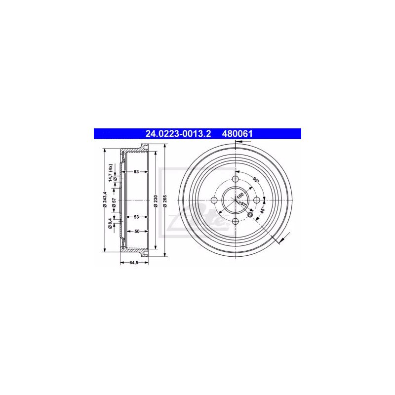 Stabdžių būgnas  ATE 24.0223-0013.2