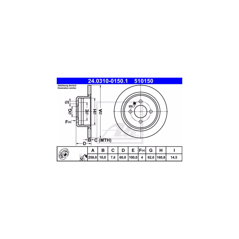 Stabdžių diskas  ATE 24.0310-0150.1