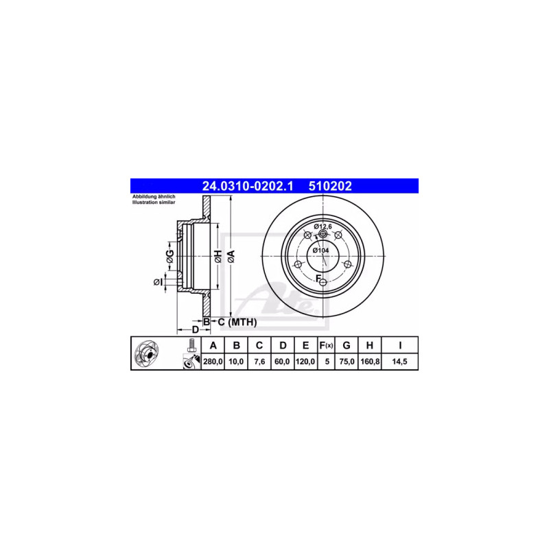 Stabdžių diskas  ATE 24.0310-0202.1