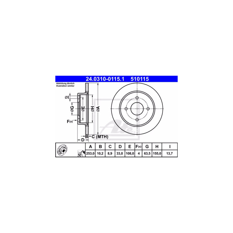 Stabdžių diskas  ATE 24.0310-0115.1