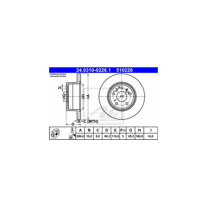 Stabdžių diskas  ATE 24.0310-0226.1