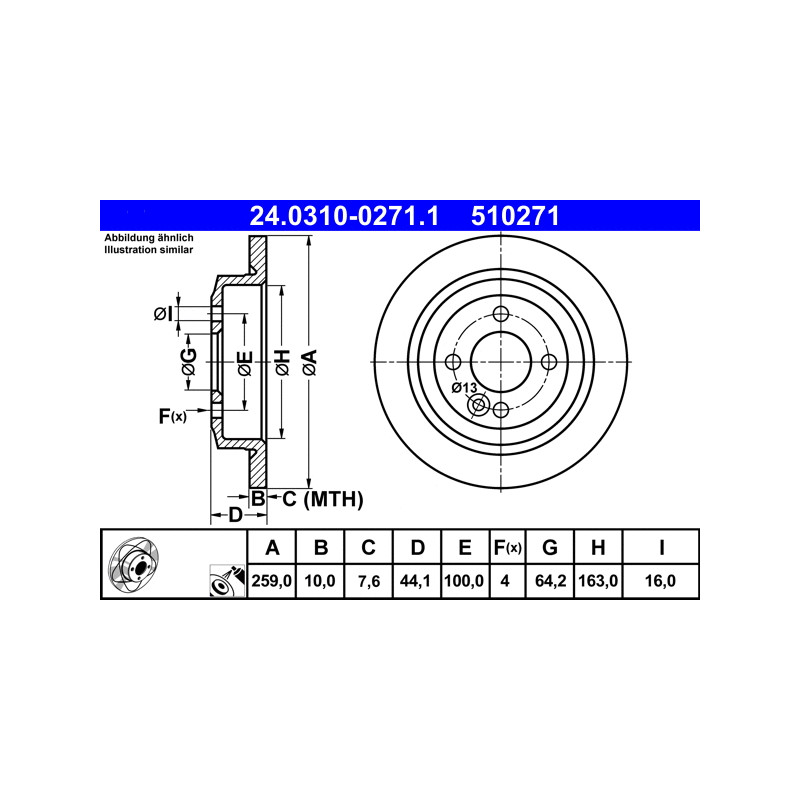 Stabdžių diskas  ATE 24.0310-0271.1