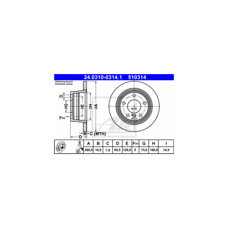 Stabdžių diskas  ATE 24.0310-0314.1