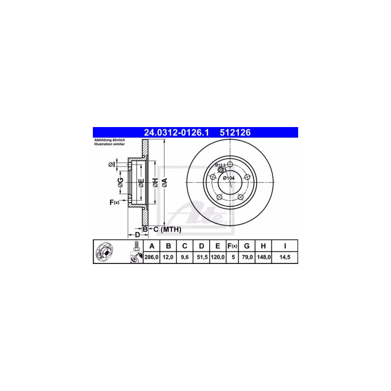 Stabdžių diskas  ATE 24.0312-0126.1