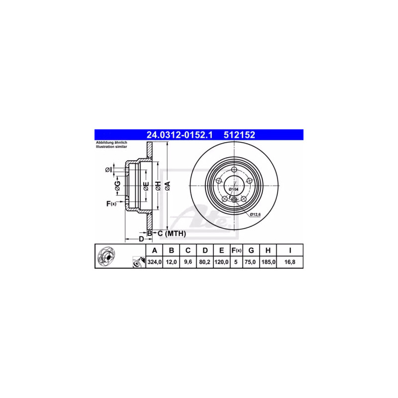 Stabdžių diskas  ATE 24.0312-0152.1