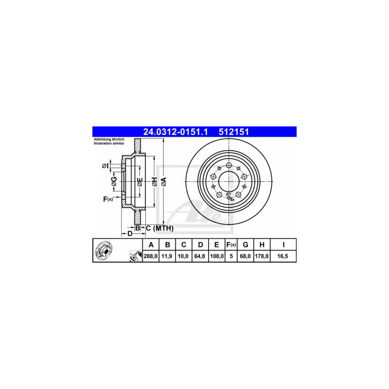 Stabdžių diskas  ATE 24.0312-0151.1