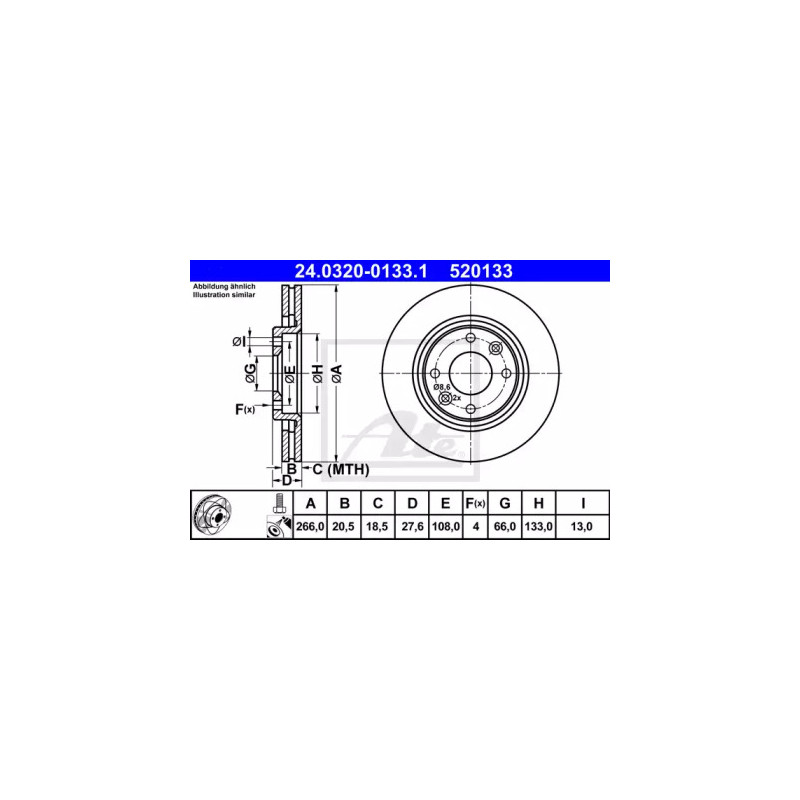 Stabdžių diskas  ATE 24.0320-0133.1